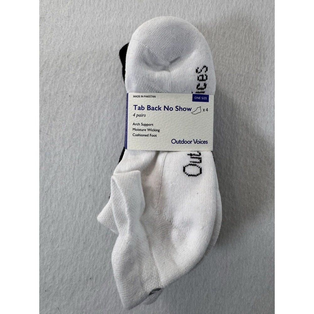 Outdoor Voices Womens Tab Back No Show Socks One Size Black White 4 Pack NWT